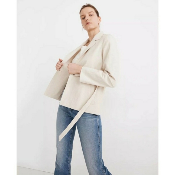 Madewell Women's Cotton-Linen Belted Blazer Jacket Size XS - Picture 3 of 13